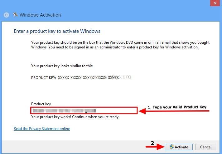windows 8 activation product key